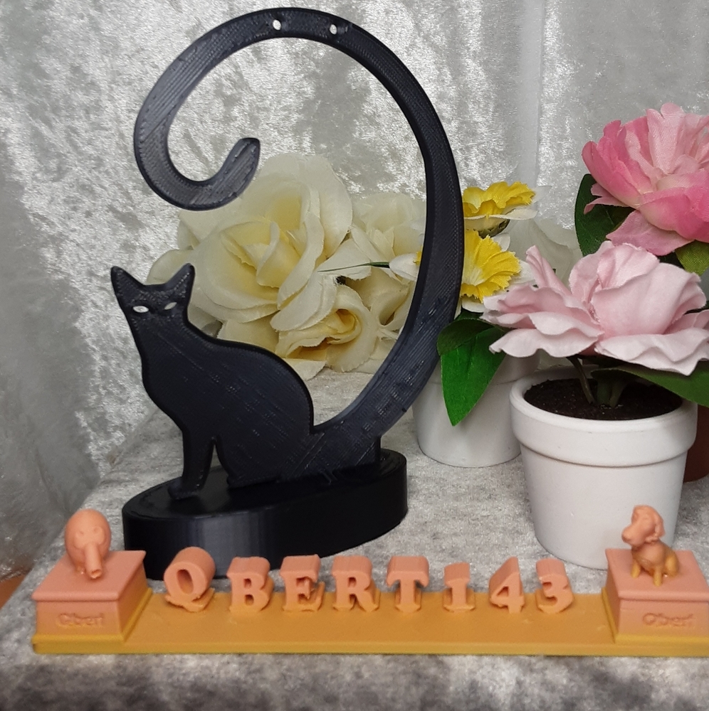 Handmade Cat Earring Stand Display 3D Printed Black